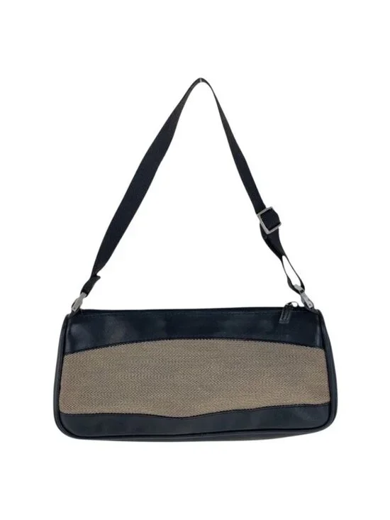 Gucci Black Beige Silver Canvas Leather Handbag Pouch - Picture 2 of 8